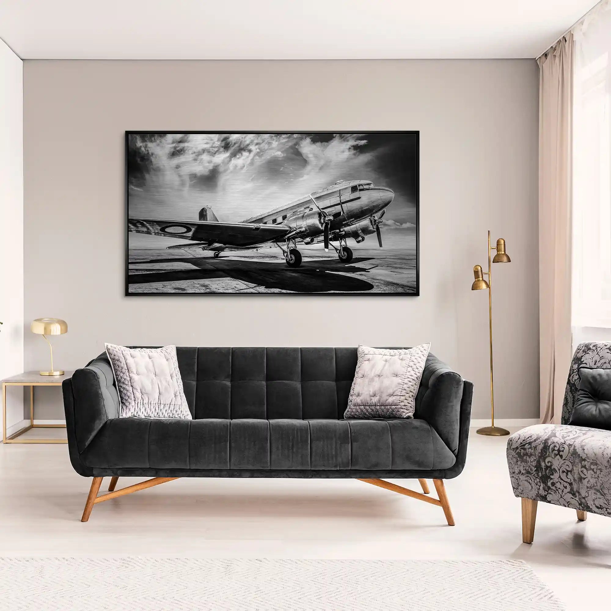 DC3 Vintage Flugzeug Alu Gebürstet INGALERIE