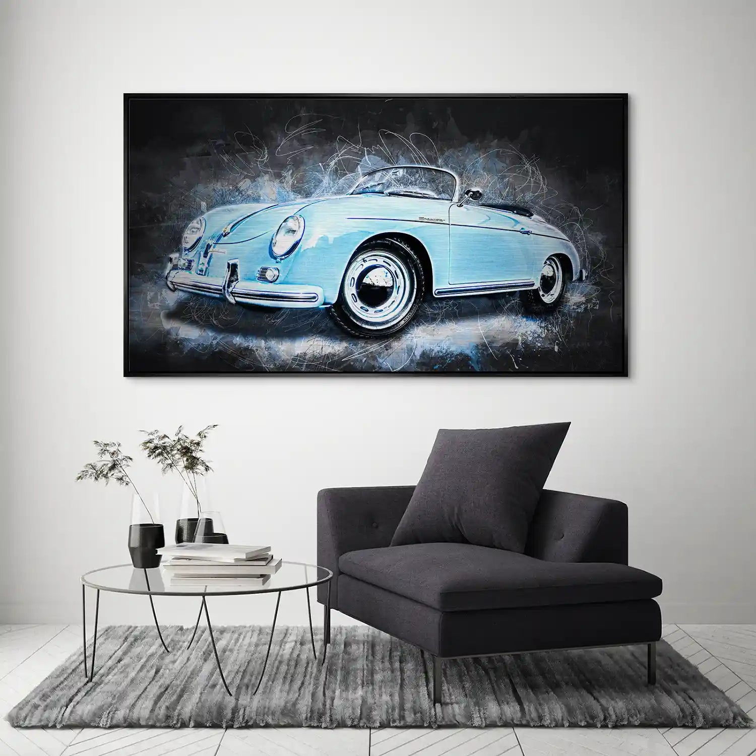 Blue Porsche Speedster Abstrakt Style Alu Gebürstet INGALERIE