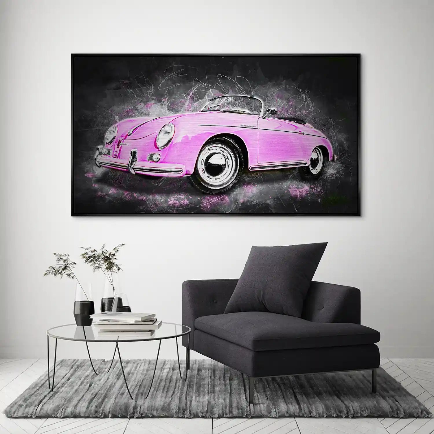 Pink Porsche Speedster Abstrakt Style Alu Gebürstet INGALERIE