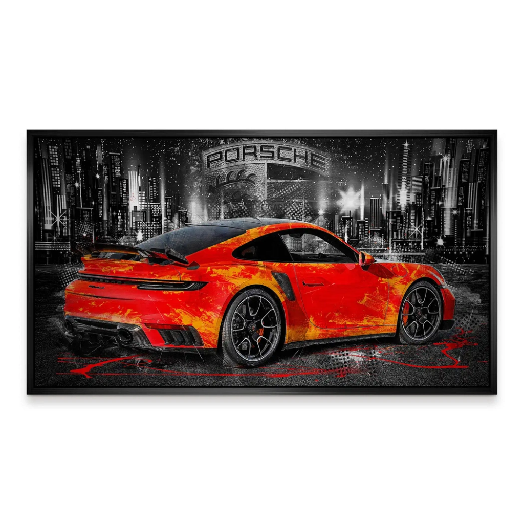 Porsche 911 Turbo Abstrakt Orange Alu Gebürstet INGALERIE