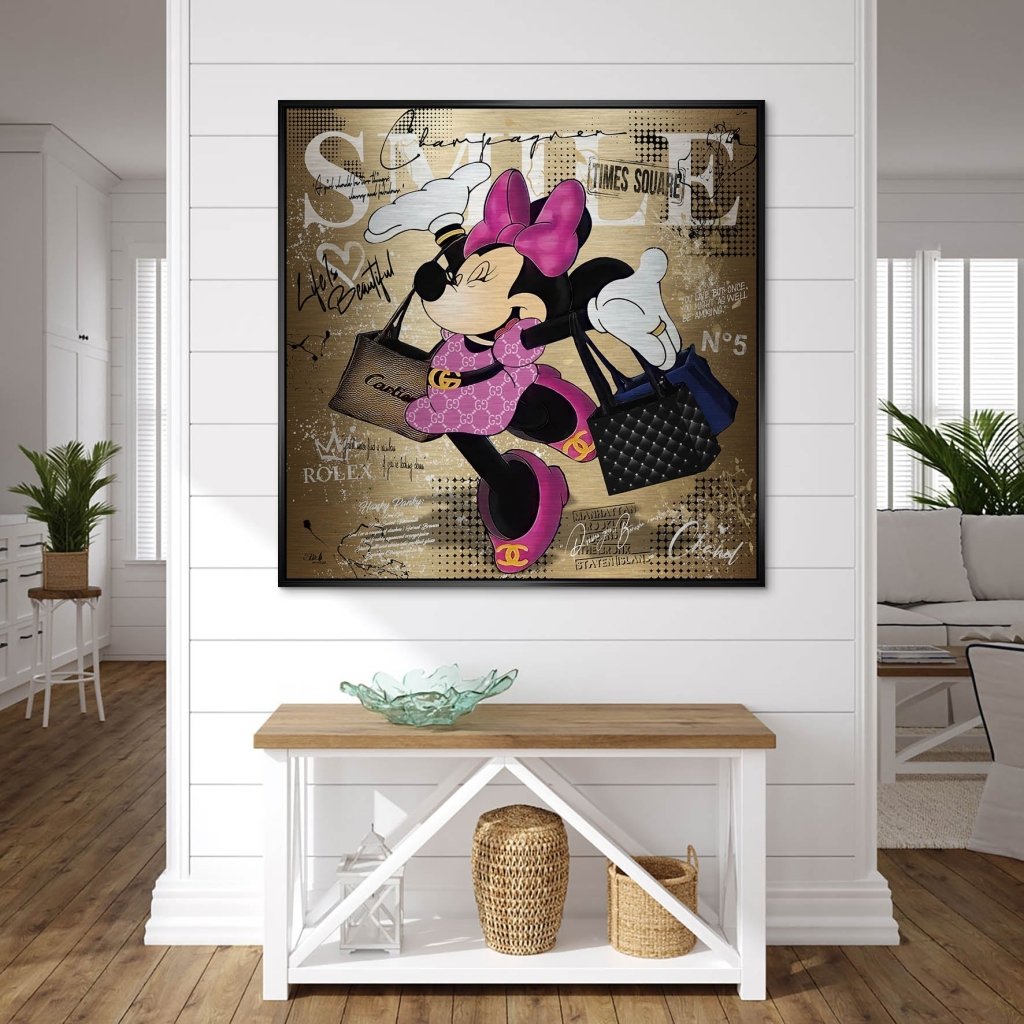 Minnie Smile Gold Pop Art Alu Gebürstet INGALERIE