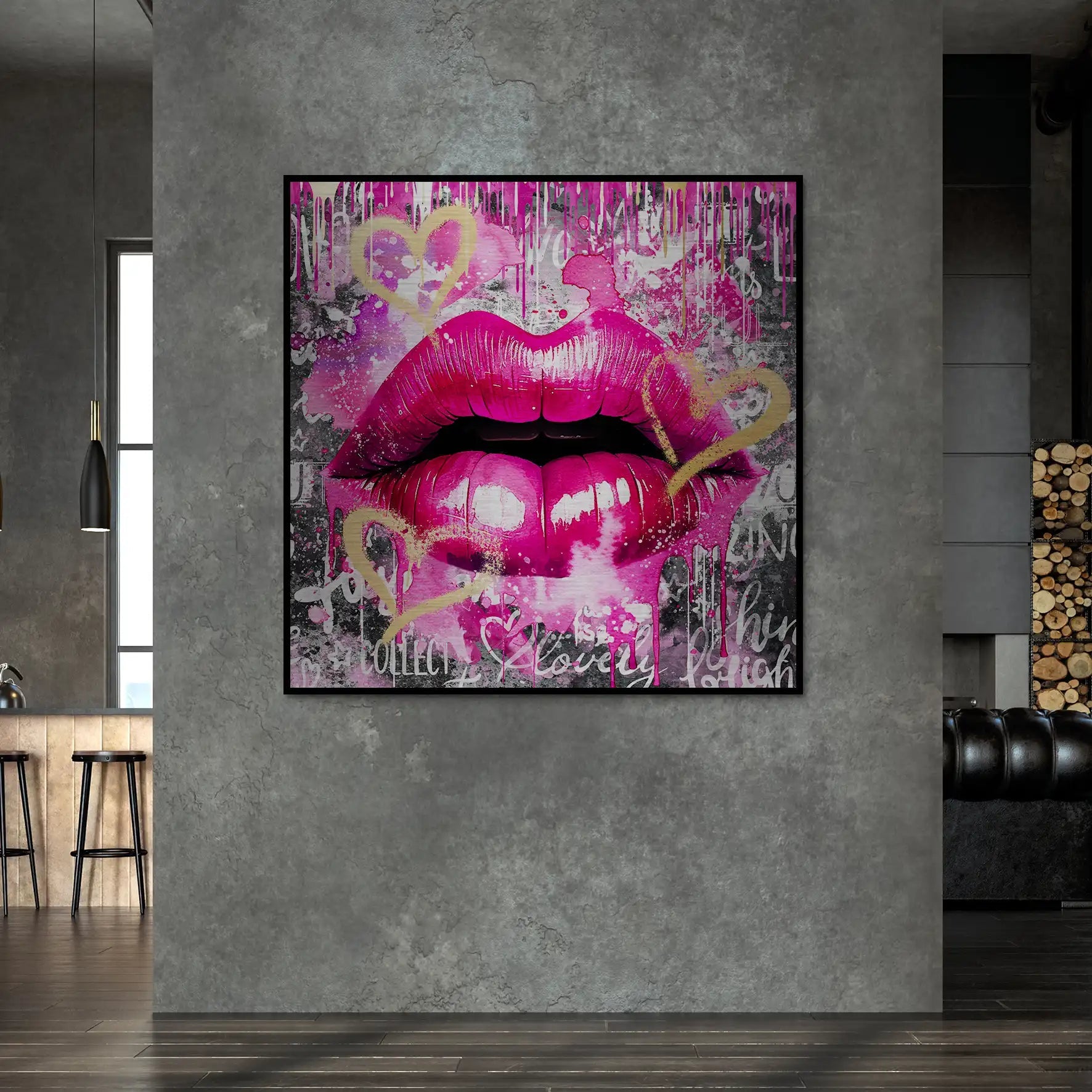 Sweet Lips Dark Style Alu Gebürstet Bild INGALERIE