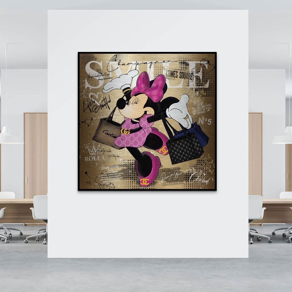 Minnie Smile Gold Pop Art Alu Gebürstet INGALERIE