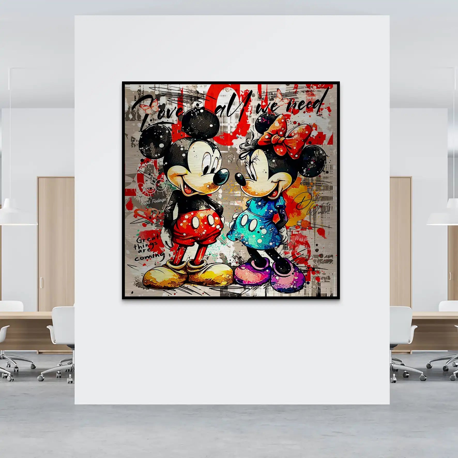 Micky Minnie Love Retro Alu Gebürstet INGALERIE