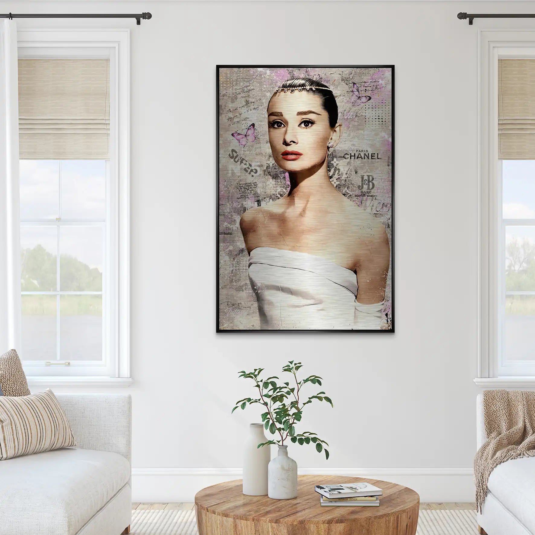 Audrey Hepburn Modern Style Pop Art AluDibond Gebürstet INGALERIE