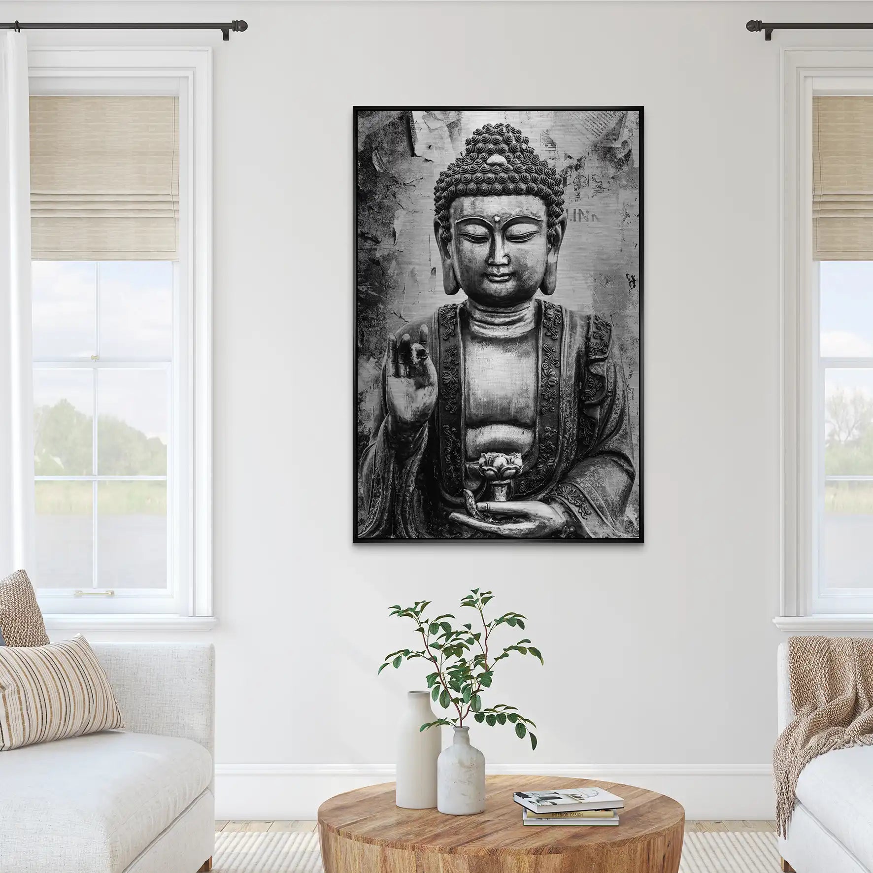 Buddha Black Style AluDibond Gebürstet INGALERIE