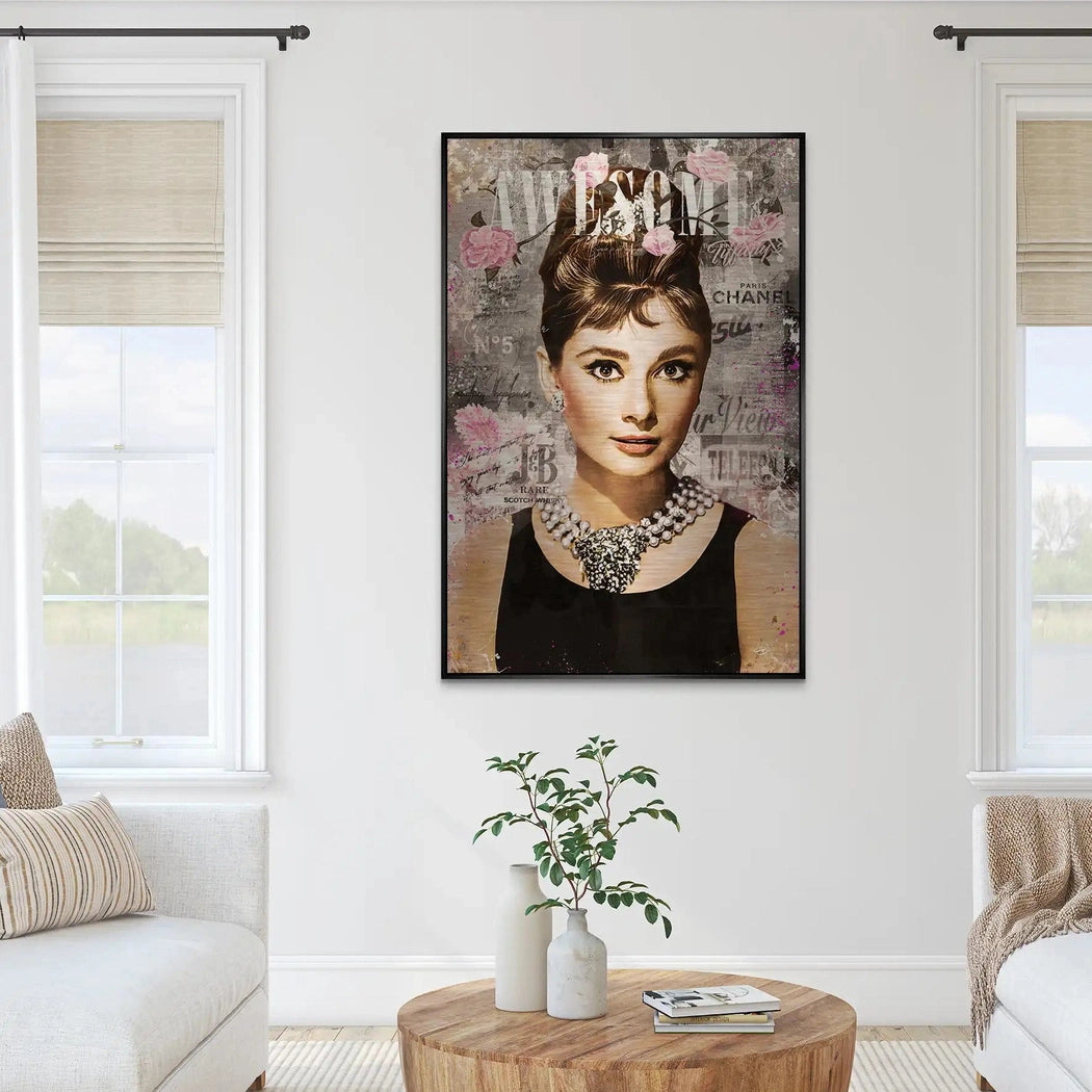 Audrey Hepburn Awesome Retro Pop Art AluDibond Gebürstet INGALERIE