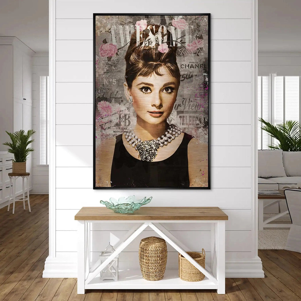 Audrey Hepburn Awesome Retro Pop Art AluDibond Gebürstet INGALERIE