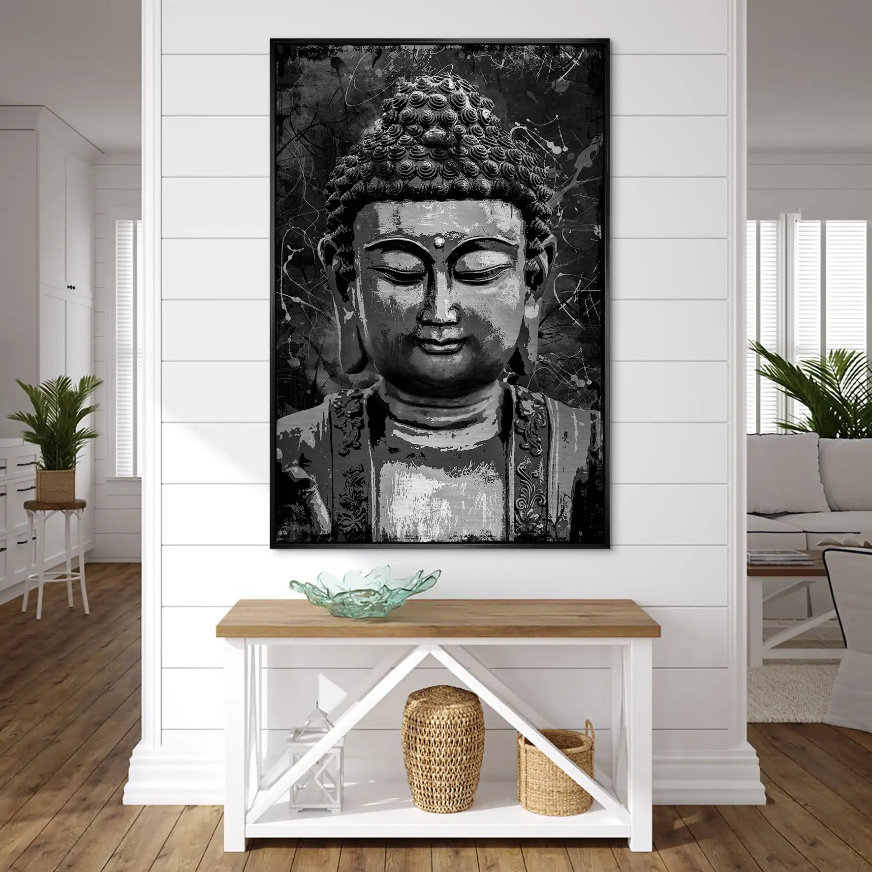 Buddha Black Abstrakt AluDibond Gebürstet INGALERIE