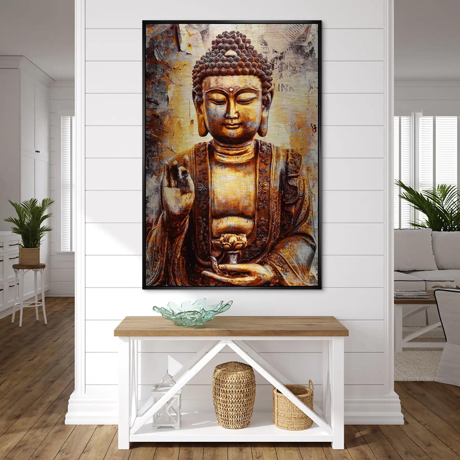 Buddha Retro Style AluDibond Gebürstet INGALERIE