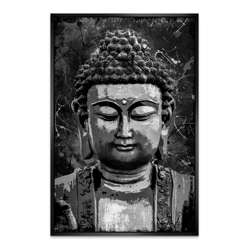 Buddha Black Abstrakt AluDibond Gebürstet INGALERIE