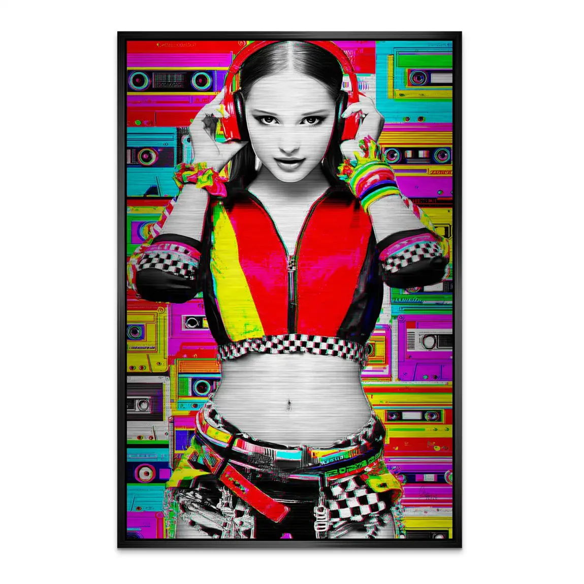 Retro DJ Girl Alu Dibond Bild gebürstet