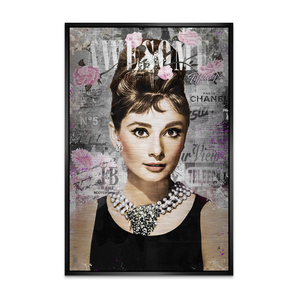 Audrey Hepburn Awesome Pop Art AluDibond Gebürstet INGALERIE