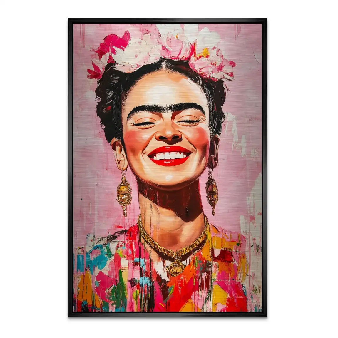 Frida Kahlo Happy Smile Alu Dibond Bild gebürstet