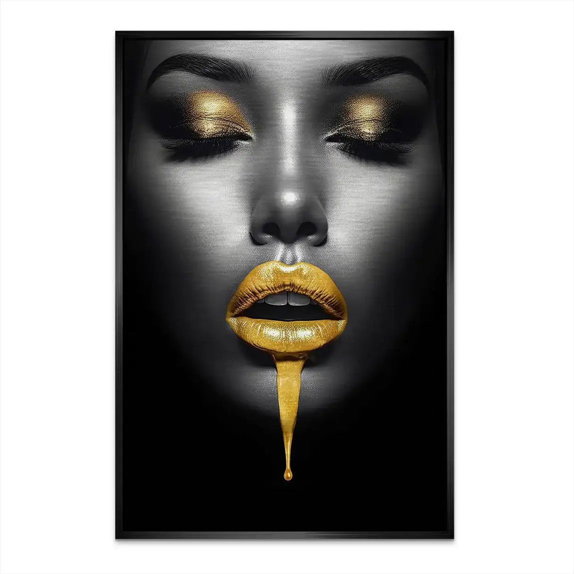 Gold Lips Beauty AluDibond Gebürstet INGALERIE