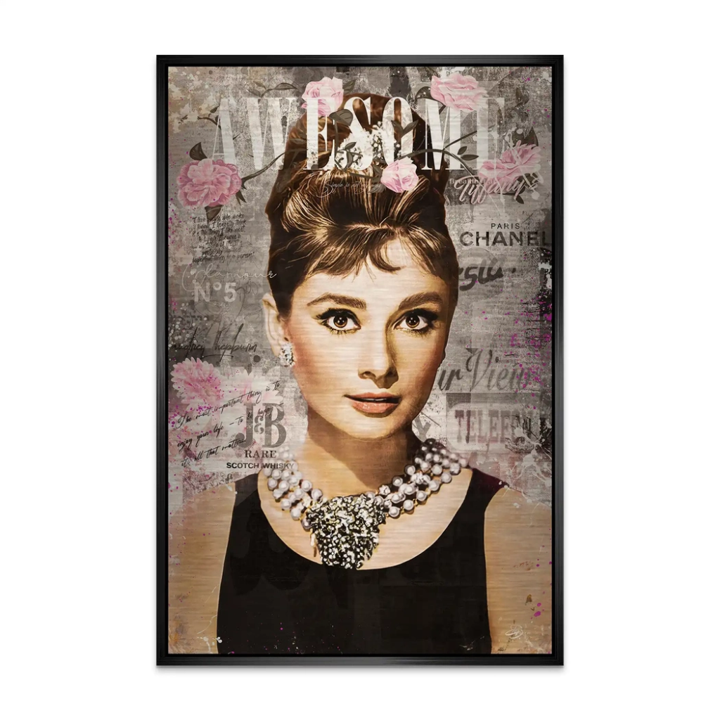 Audrey Hepburn Awesome Retro Pop Art AluDibond Gebürstet INGALERIE