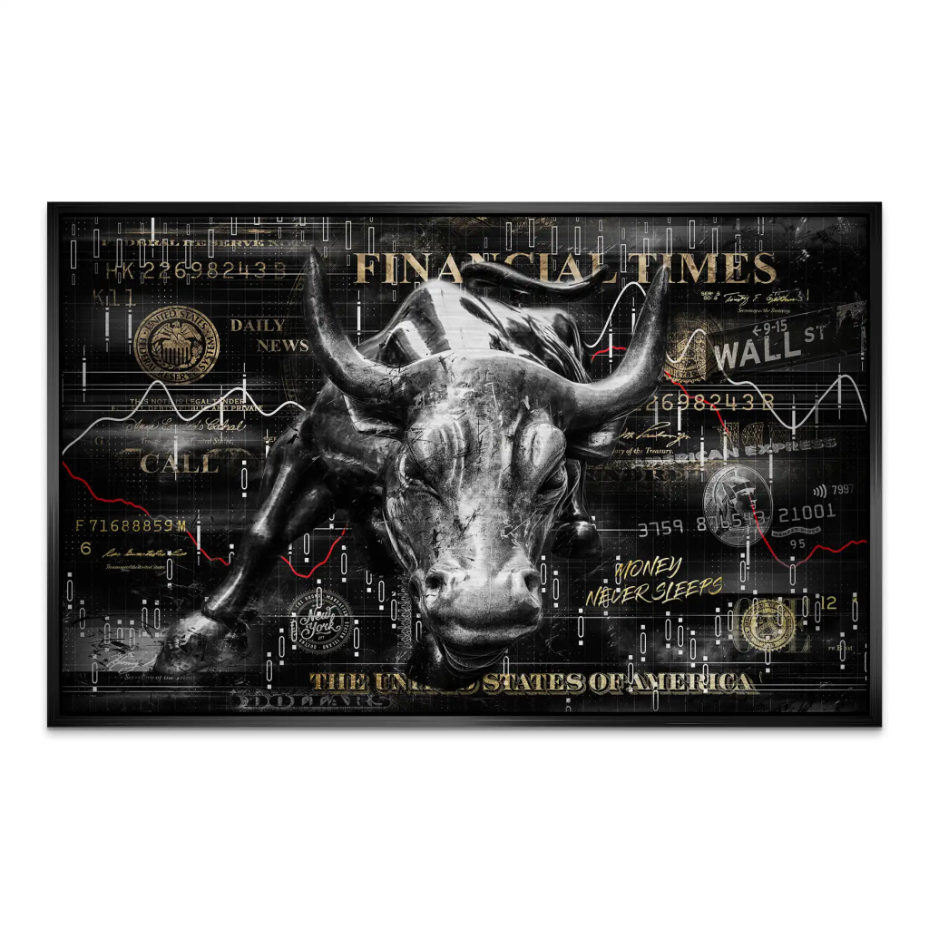 Wallstreet Bulle Black Pop Art AluDibond Gebürstet INGALERIE