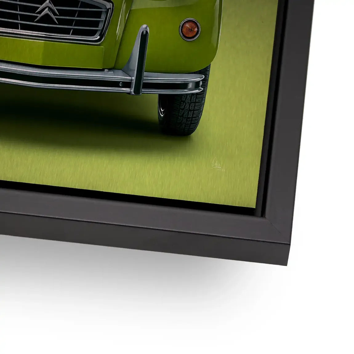 Green Citroen 2CV Aluminiumbild gebürstet