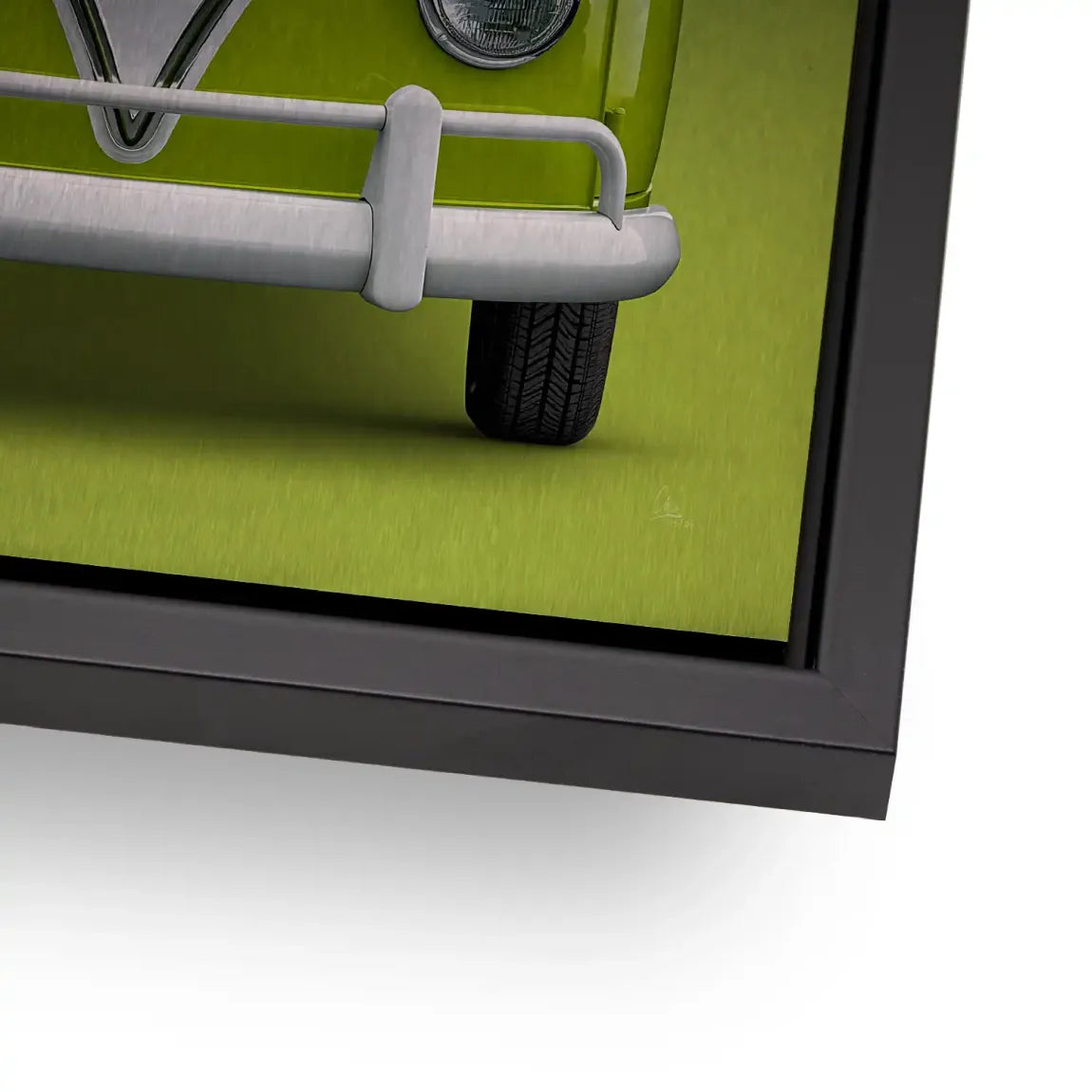 Green VW Bulli Aluminiumbild gebürstet