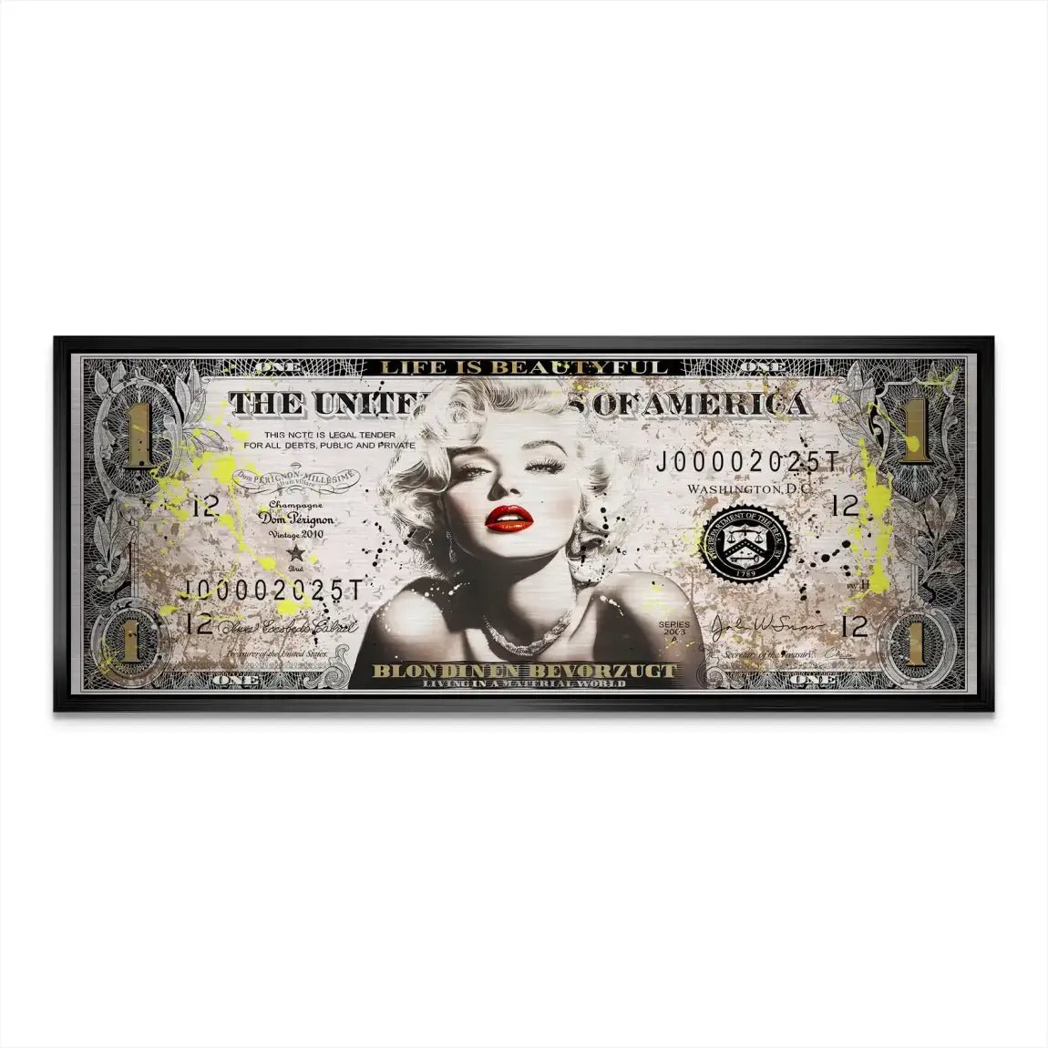 Marilyn Monroe Dollar Alu Dibond Gebürstet INGALERIE