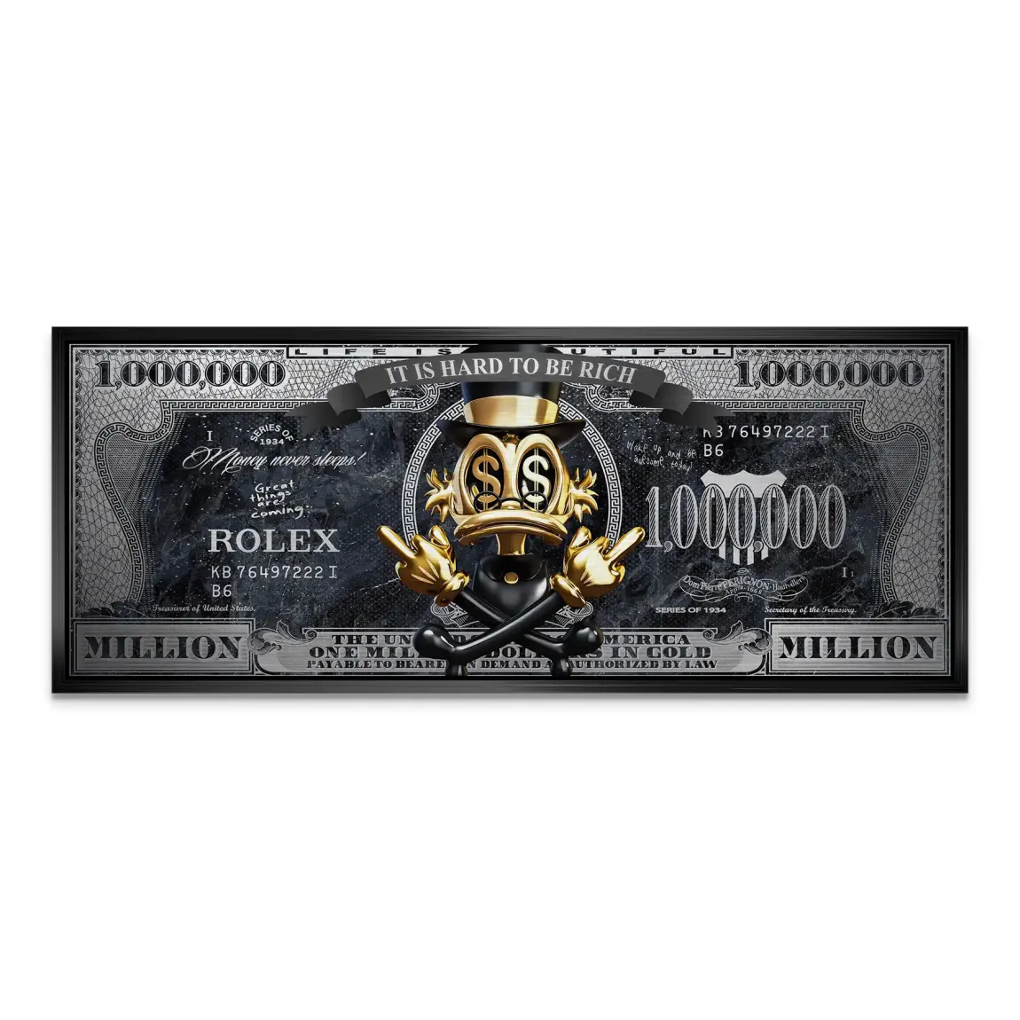 Dagobert Duck Totenkopf Black Dollar Alu Gebürstet INGALERIE