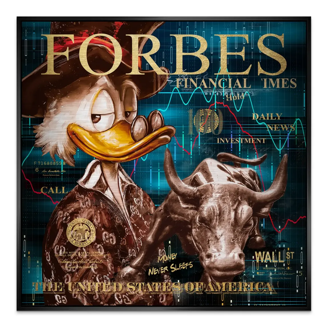 Dagobert Duck Wallstreet Alu Gebürstet Bild