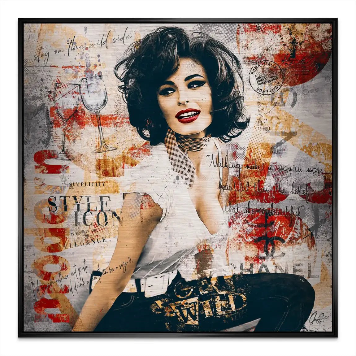 Sophia Loren Street Art Nr.2 Alu Gebürstet Bild INGALERIE