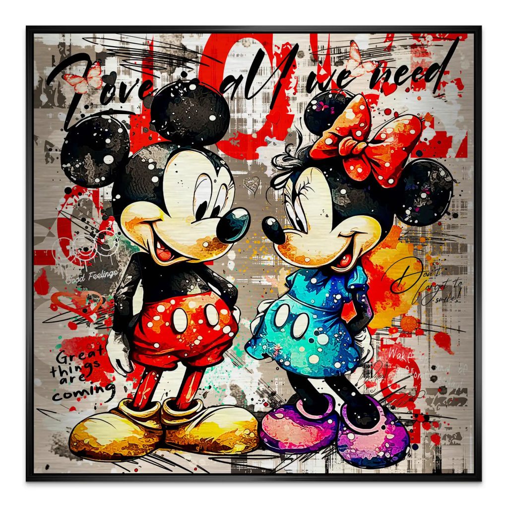 Micky Minnie Love Retro Alu Gebürstet INGALERIE