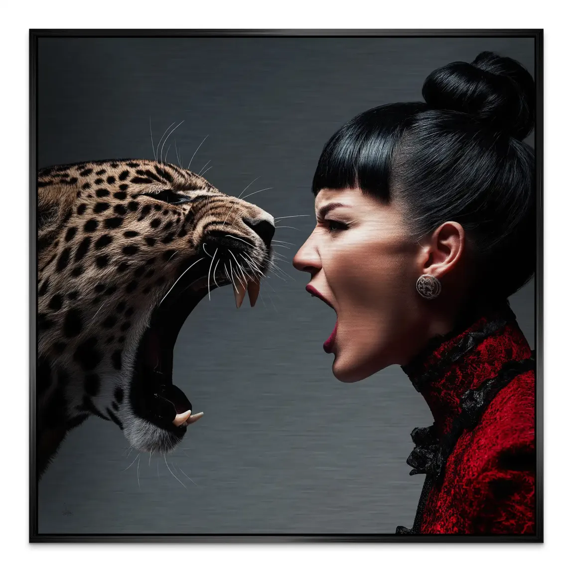 Leopardin Diva Aluminiumbild gebürstet