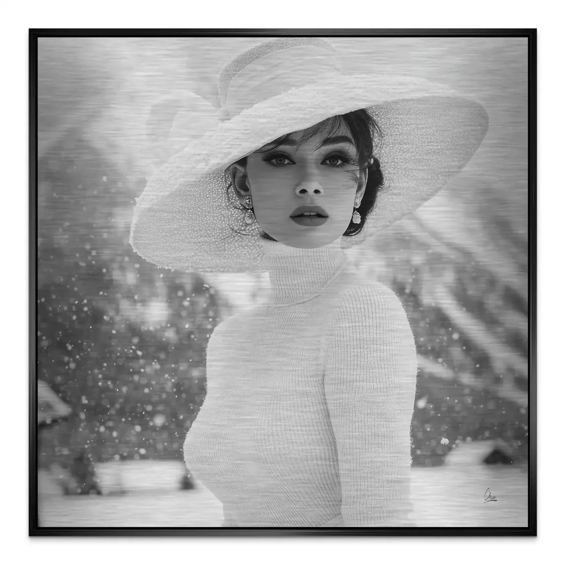 Audrey Hepburn Aspen Portrait Alu Gebürstet Bild