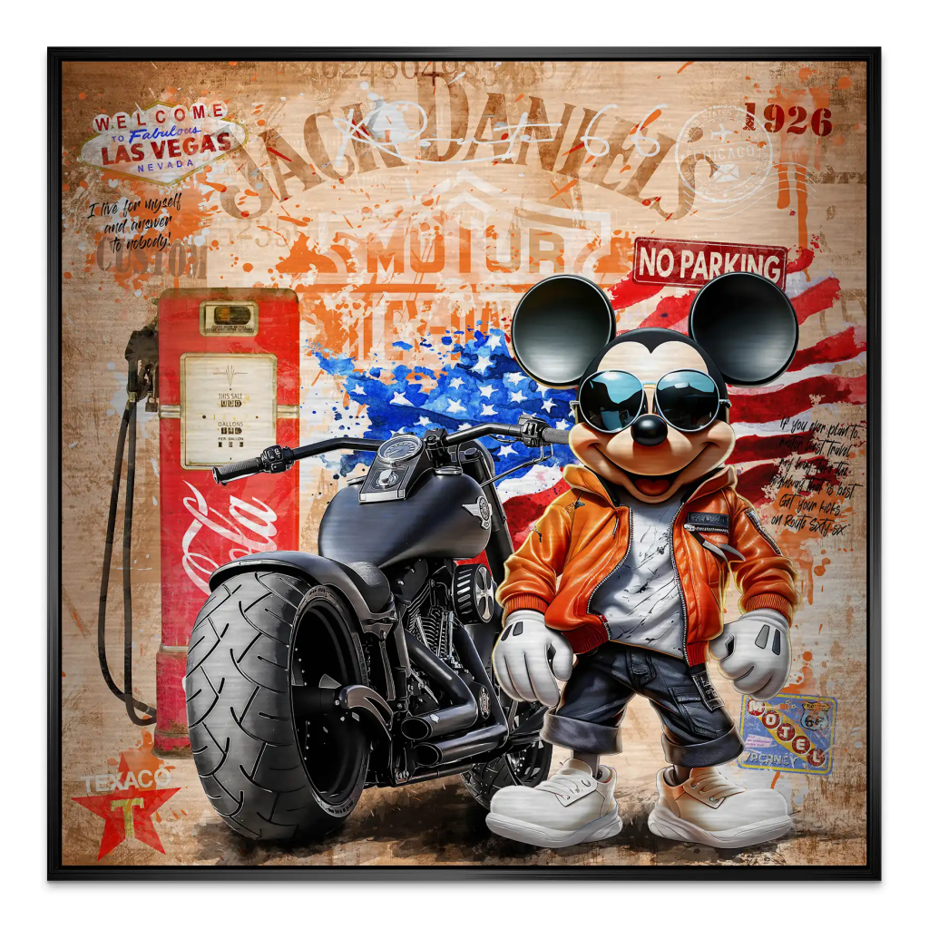 Harley Micky Maus Pop Art Nr.2 Alu Gebürstet INGALERIE