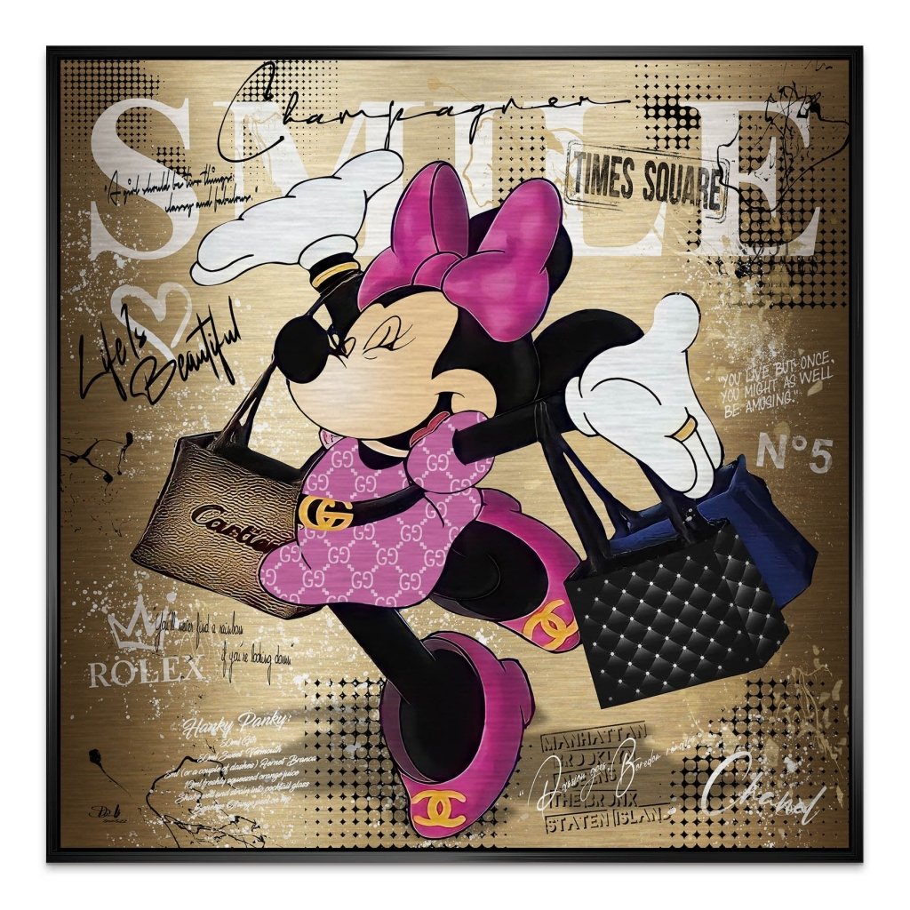 Minnie Smile Gold Pop Art Alu Gebürstet INGALERIE