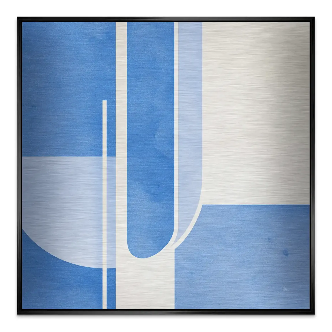 Blaue Geometrie Aluminiumbild gebürstet