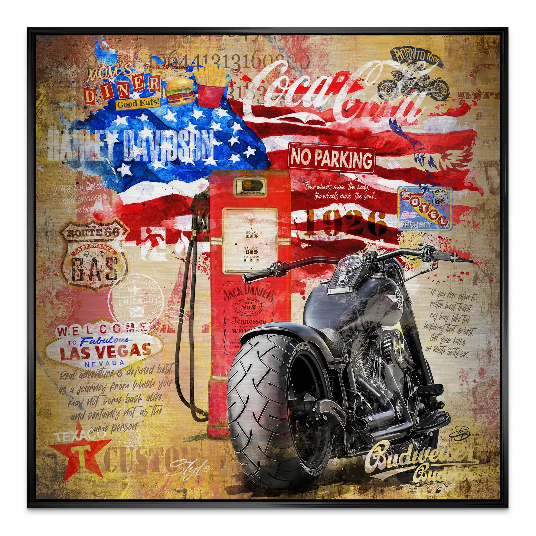 Harley USA Pop Art Alu Gebürstet INGALERIE