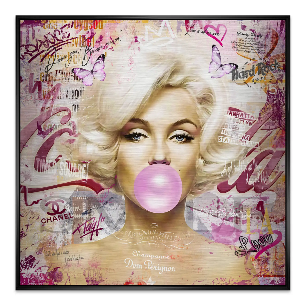 Marilyn Monroe Bubble Gum Pop Art Alu Gebürstet Bild INGALERIE