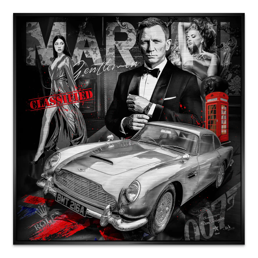 James Bond Black Style Alu Gebürstet Bild INGALERIE