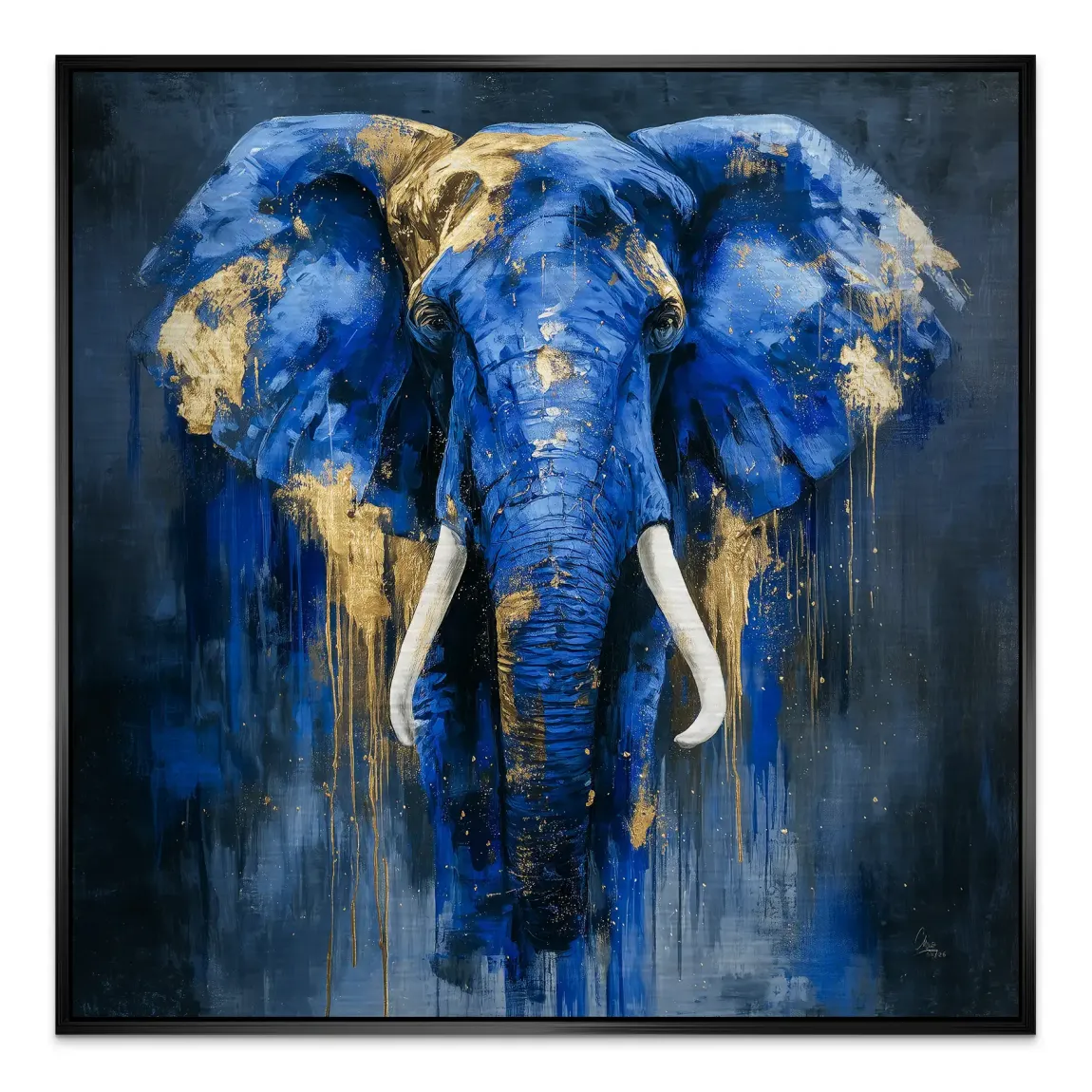 Blauer Elefant Abstrakt Aluminiumbild gebürstet