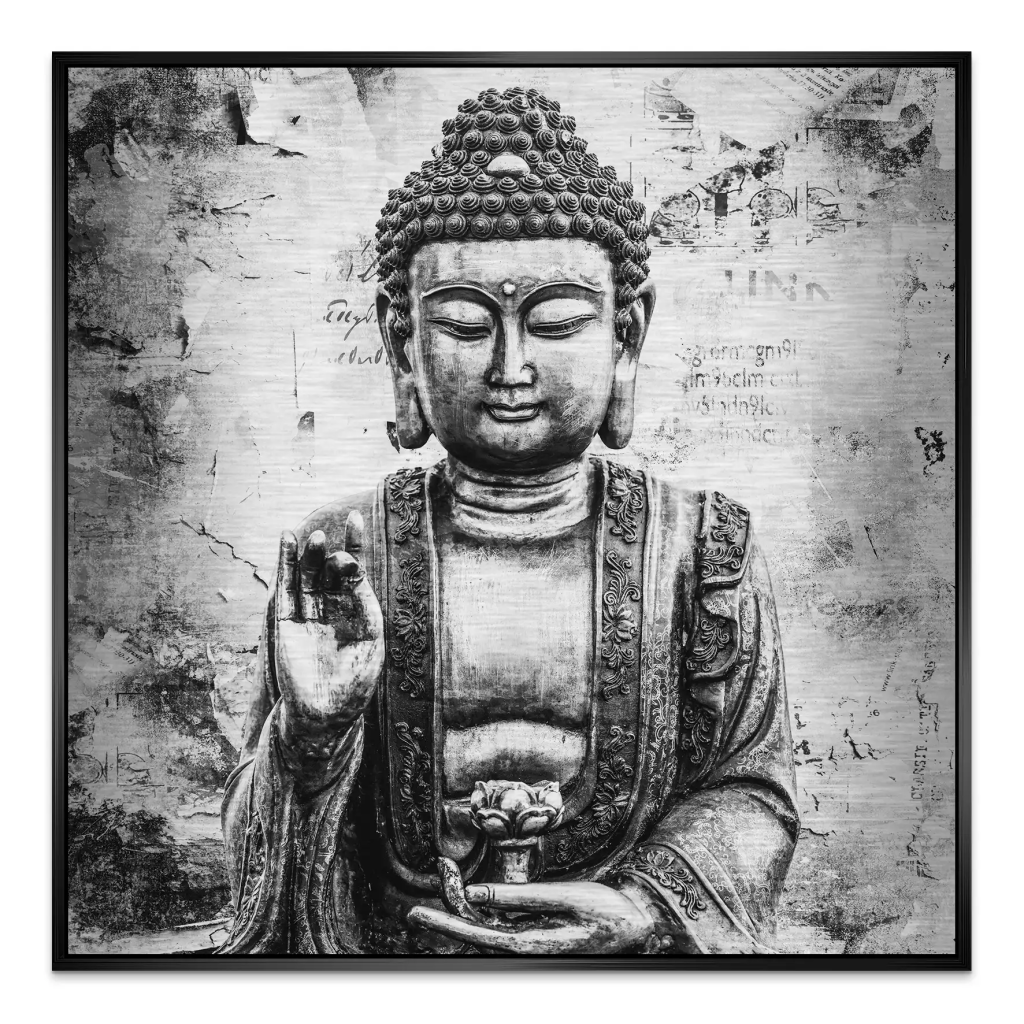 Buddha Abstrakt Black & White Alu Gebürstet Bild INGALERIE