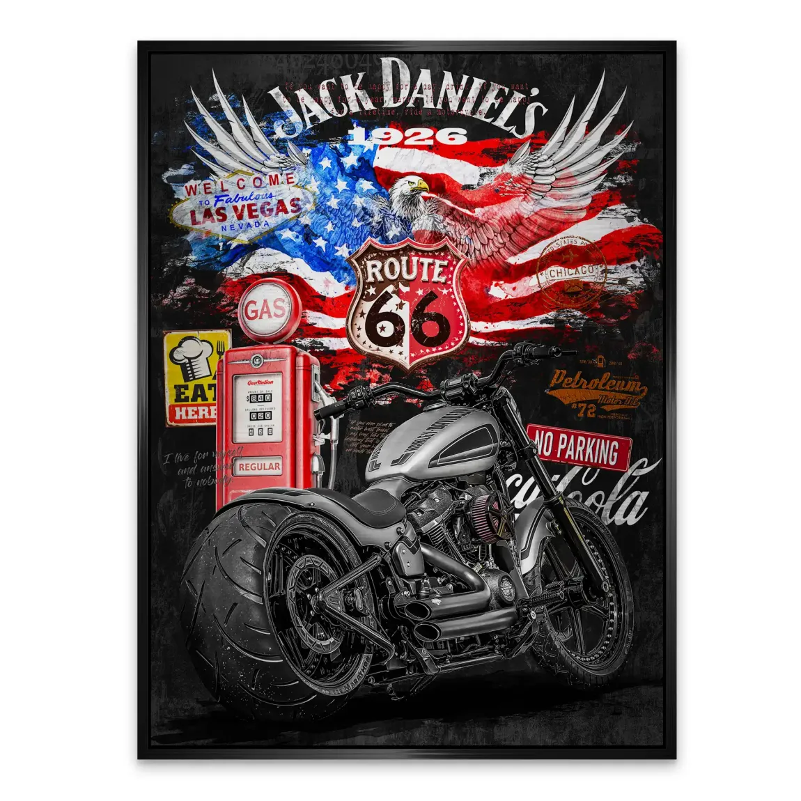 Harley Freedom Pop Art Alu Gebürstet Bild