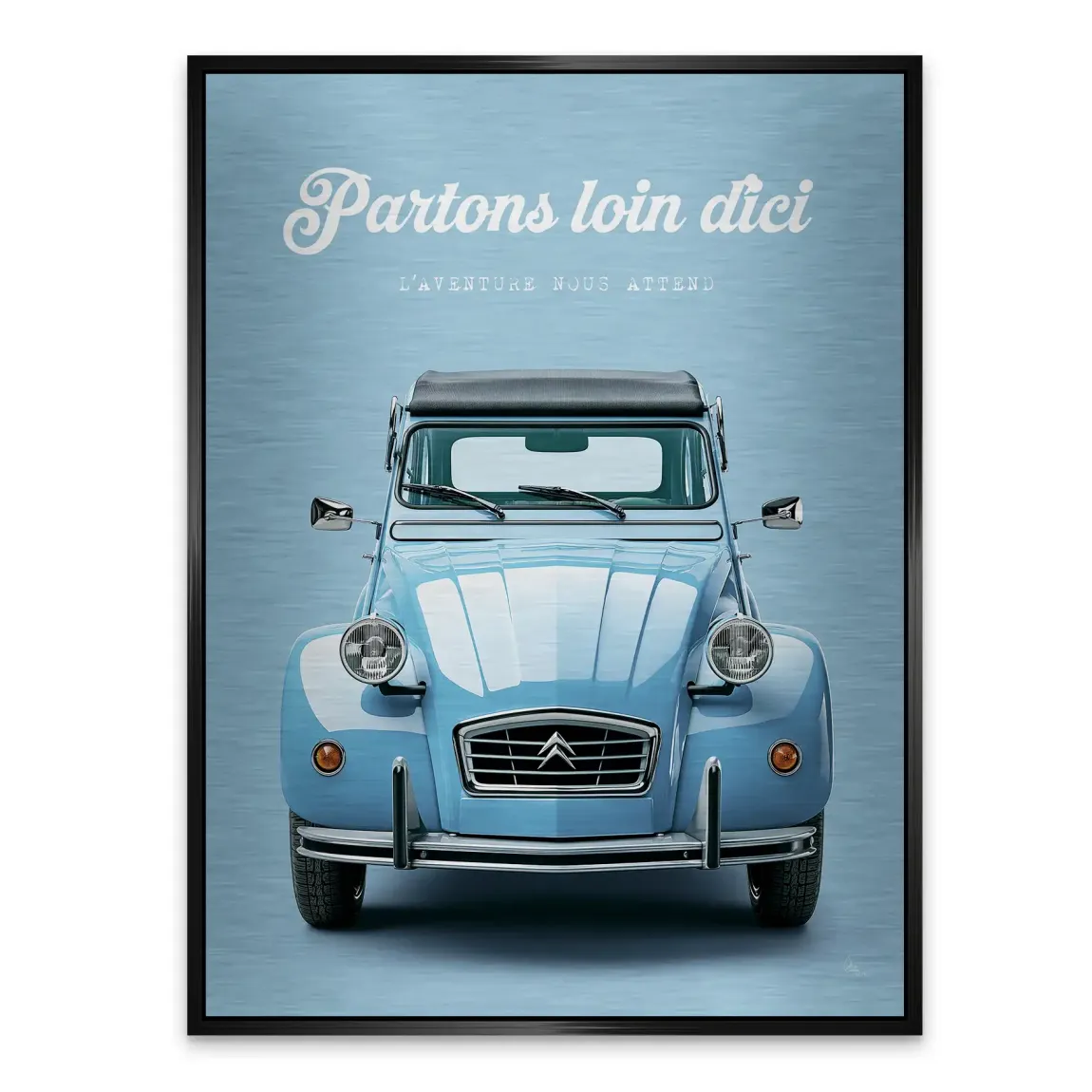 Citroen 2CV Bleu Aluminiumbild gebürstet