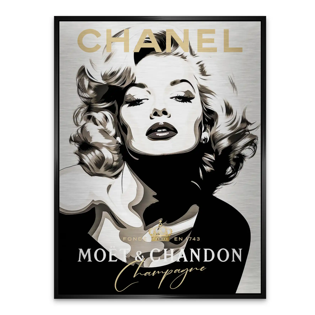 Marilyn Monroe Champagner Pop Art Aludibond Brush Bild INGALERIE