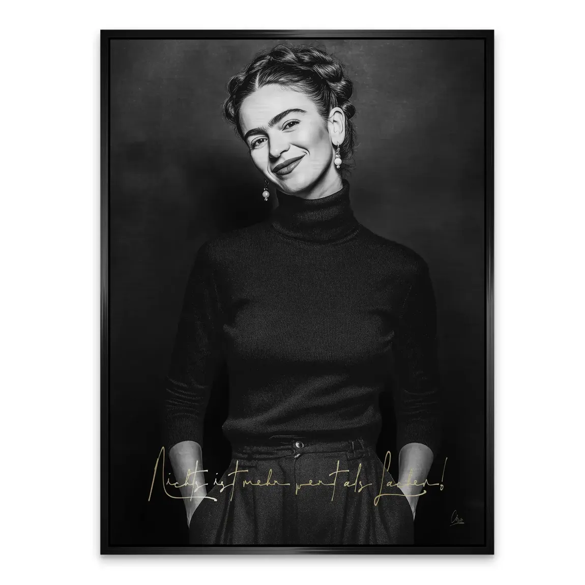 Frida Kahlo stilles Lächeln Alu Gebürstet Bild