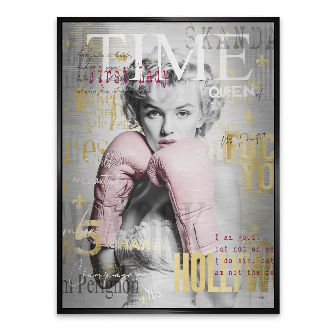 Marilyn Monroe Champ Pop Art Alu Gebürstet Bild