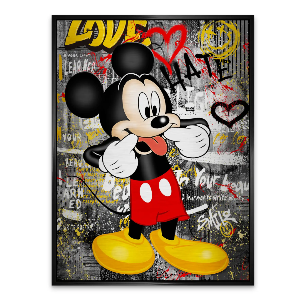 Micky Love and Hate Pop Art Alu Gebürstet INGALERIE