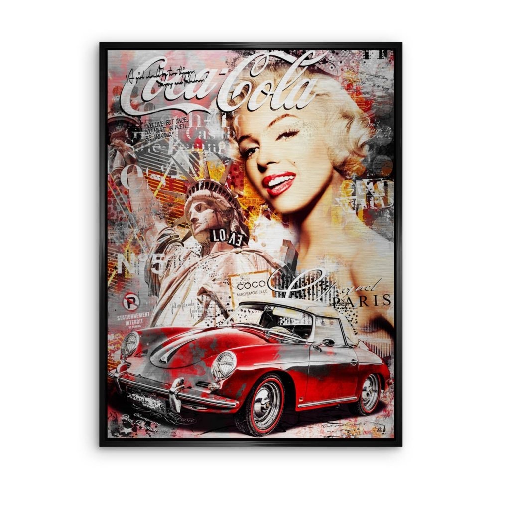 Marilyn Monroe Porsche Pop Art Aludibond Brush Bild INGALERIE