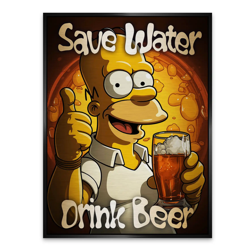 Homer Drink Beer Aludibond Gebürstet INGALERIE