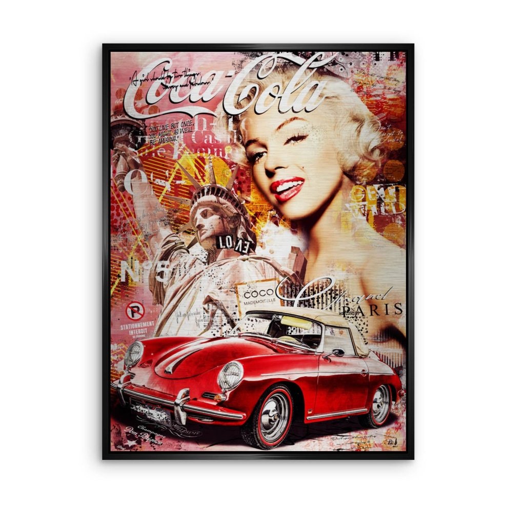 Marilyn Monroe Speedster Pop Art Aludibond Brush Bild INGALERIE