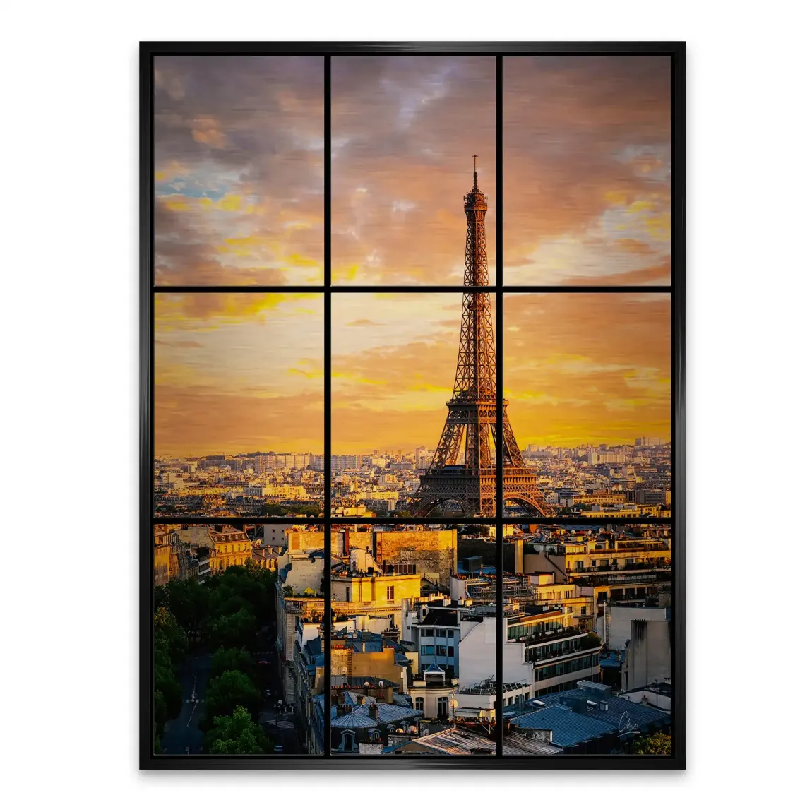 Sunset View Paris Alu Gebürstet Bild