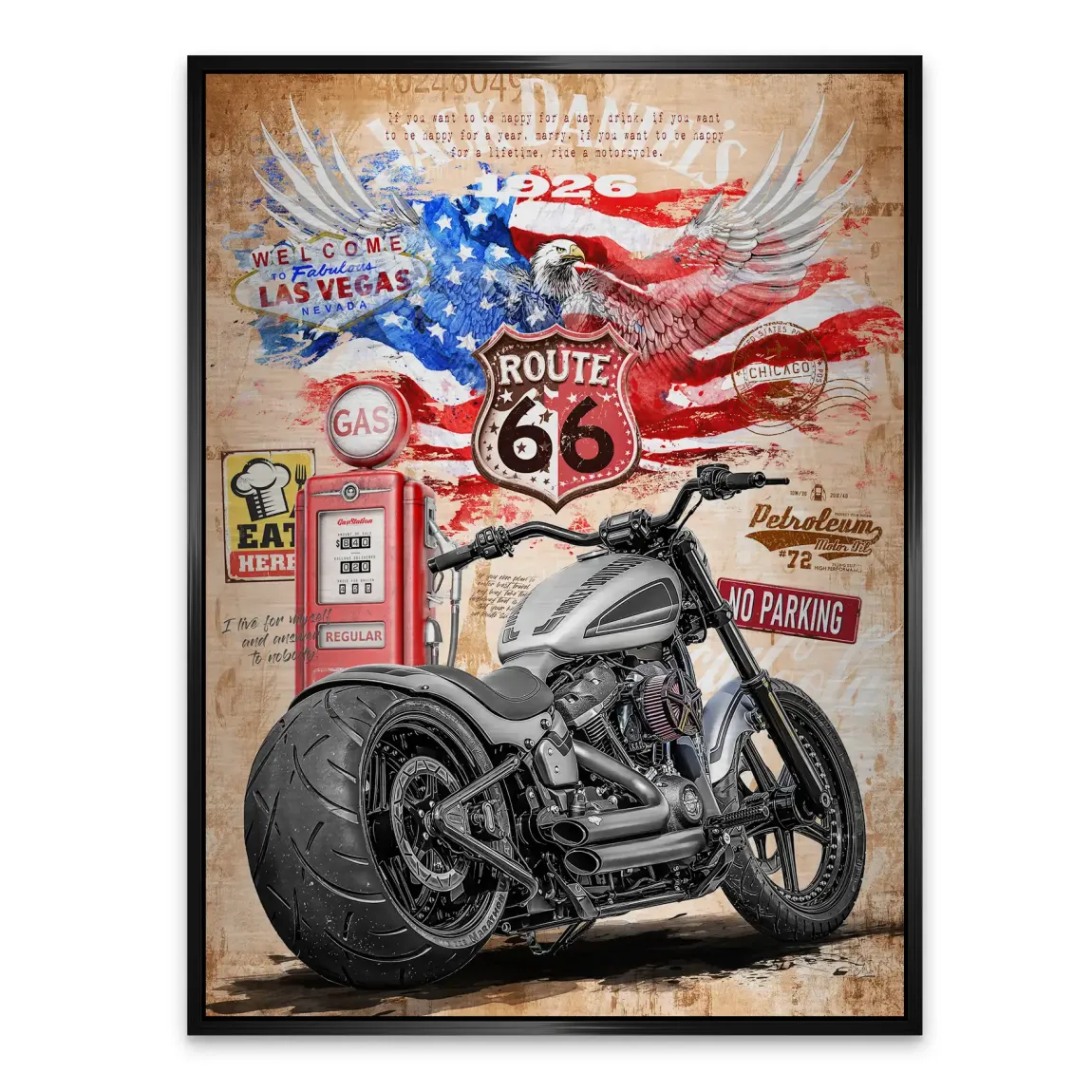 Harley Route 66 Alu Gebürstet Bild