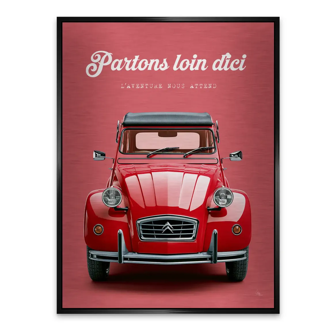Citroen 2CV Rouge Aluminiumbild gebürstet